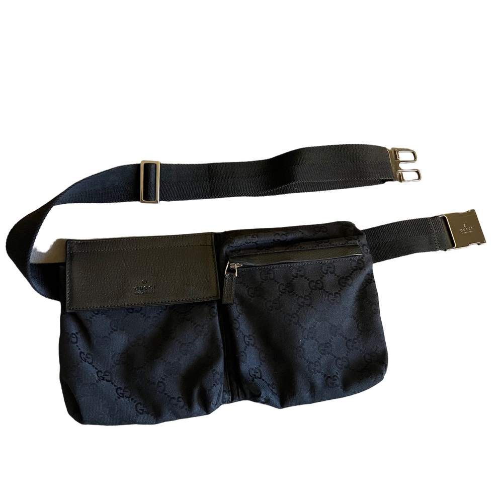 GUCCI Canvas Double Pocket Belt Bag